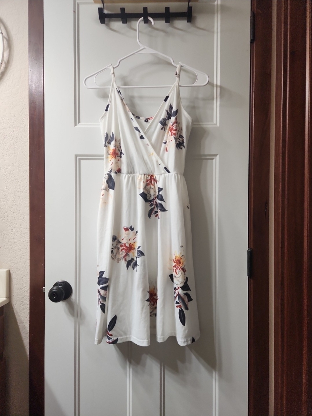 White Floral Wrap Front Dress - M